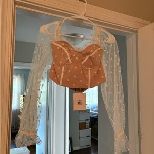Petal and Pup Beige and White Polka Dot Bustier Top